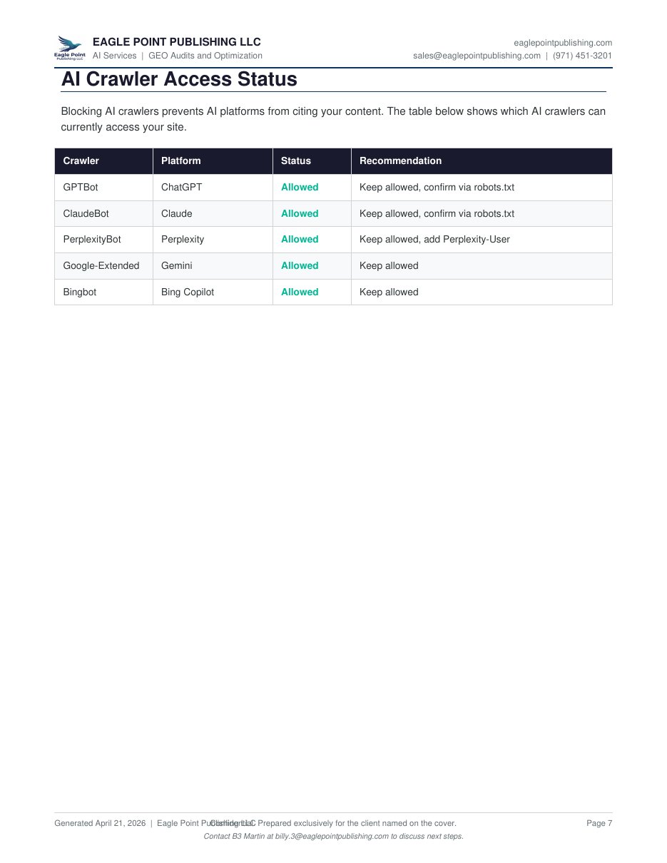 Before GEO audit report page 7