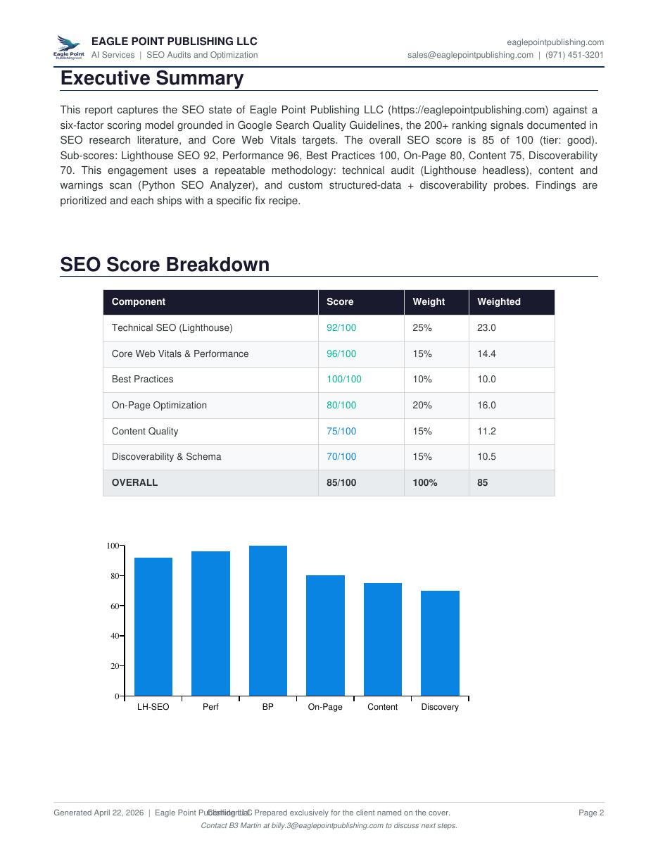 Before SEO audit report page 2