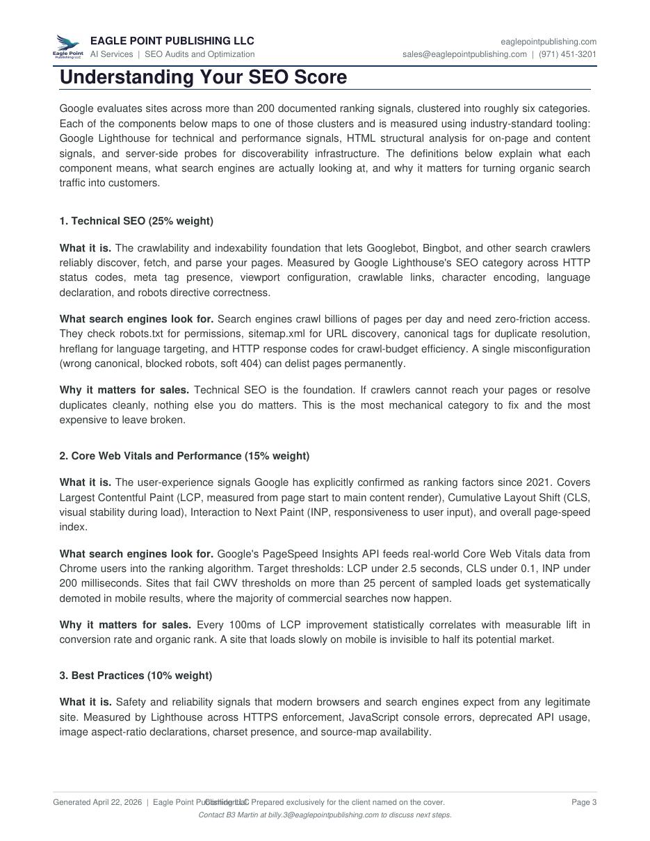 Before SEO audit report page 3
