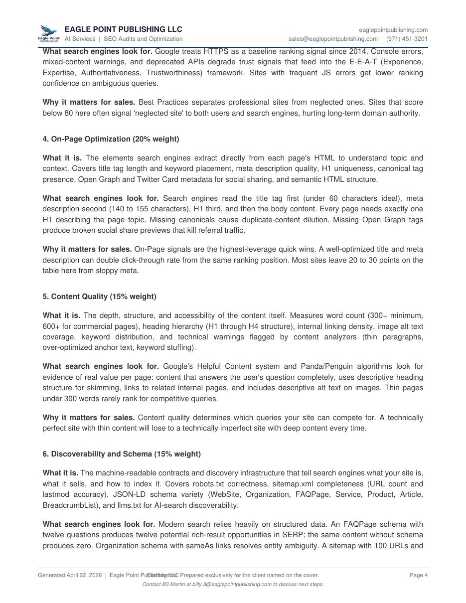 Before SEO audit report page 4