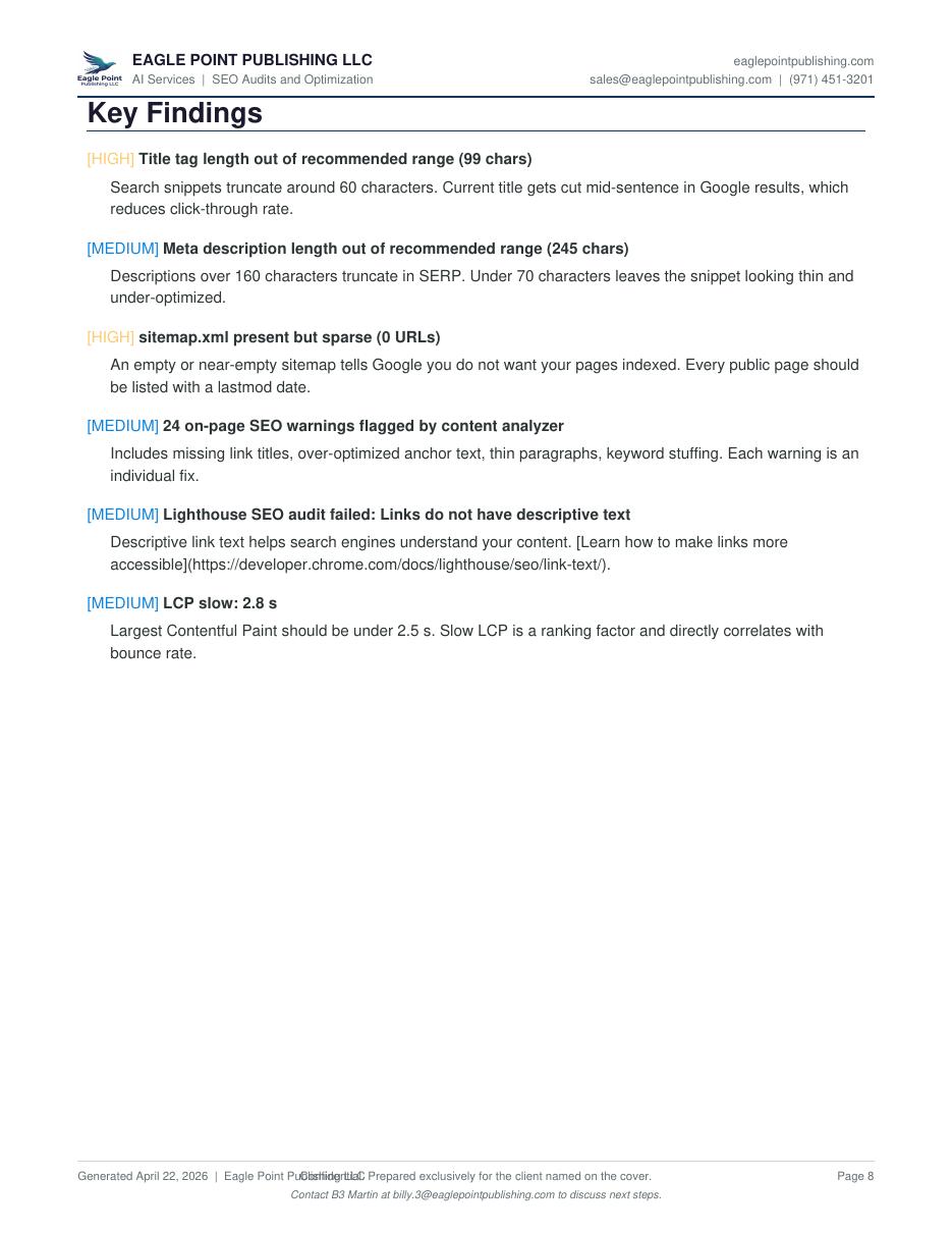 Before SEO audit report page 8